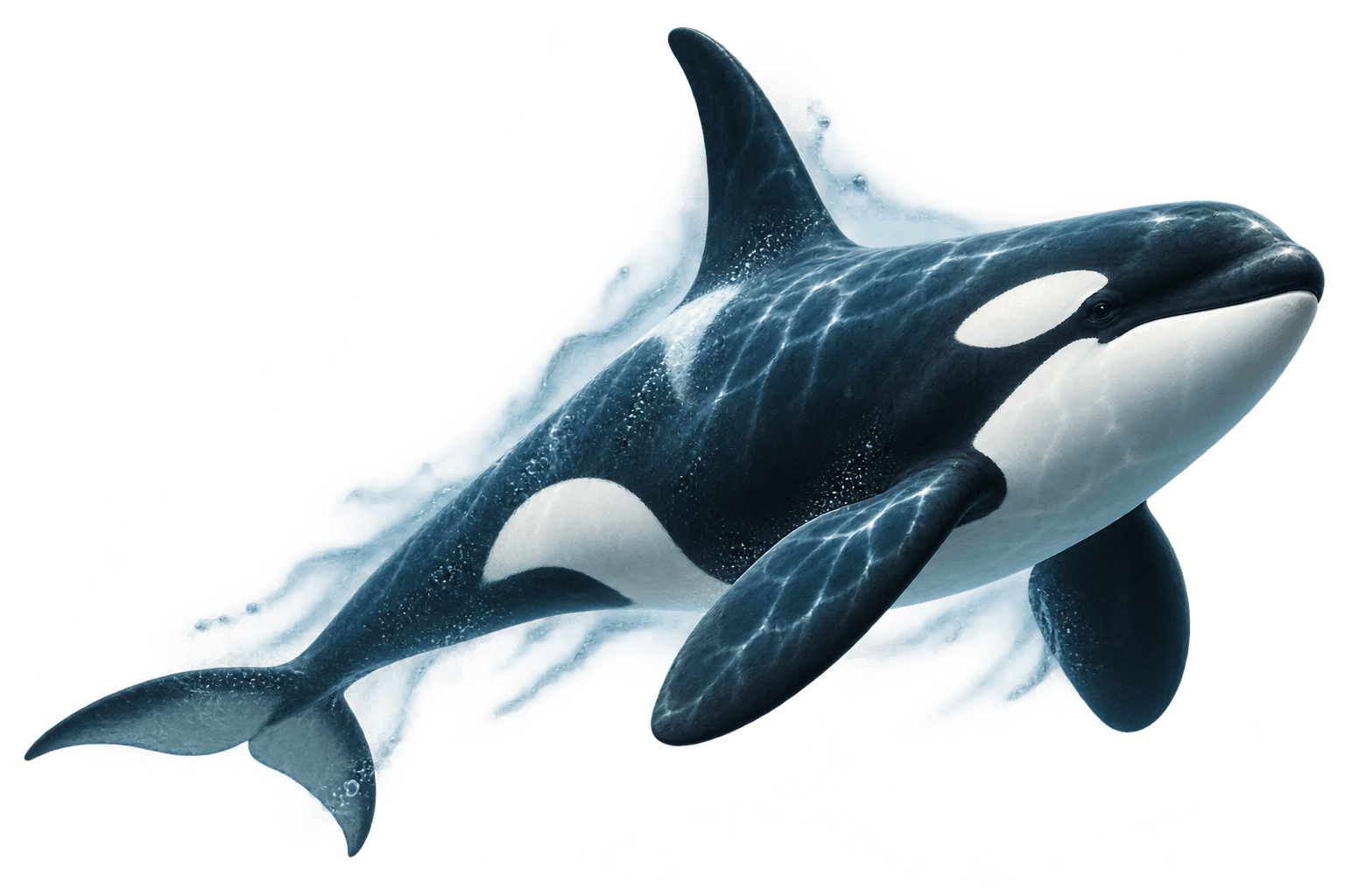 An orca moving calmly through ocean water
